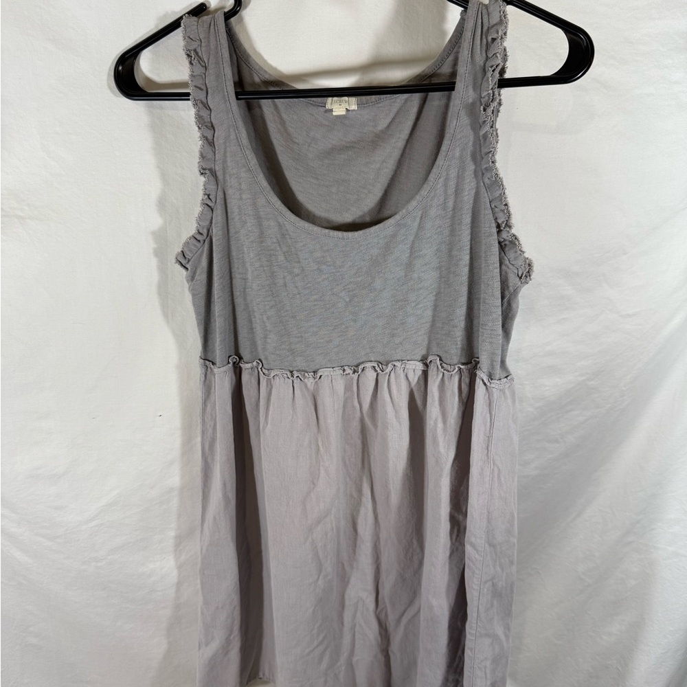 J. Crew Light Gray Ruffle Trim Tank Top